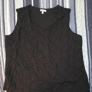 croft & barrow Black Lace Overlay Sleeveless Tank